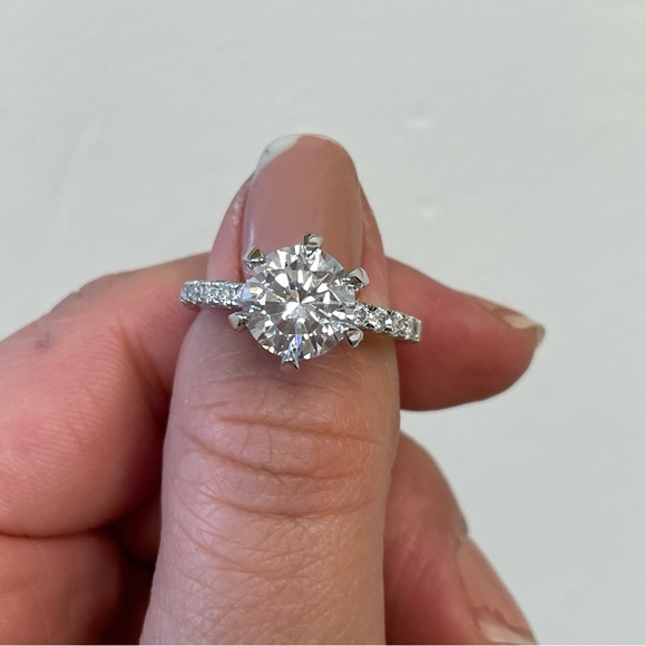 2.00ct 6 Prong Round Diamond CZ Engagement Ring Sterling Silver - Picture 10 of 15